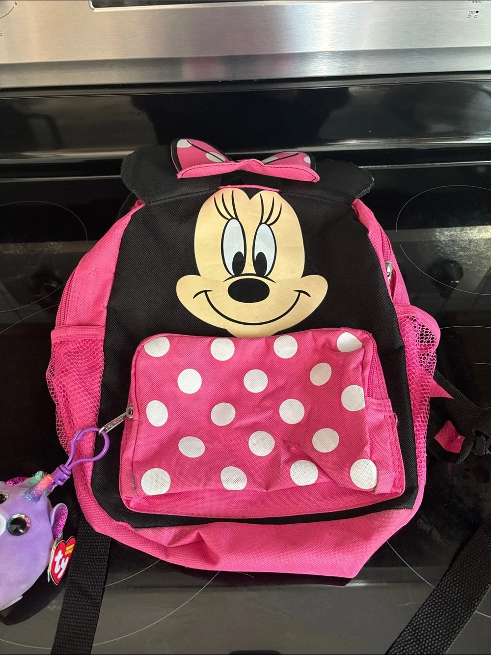 Disney Pink and Black Minnie Mouse Kids Backpack